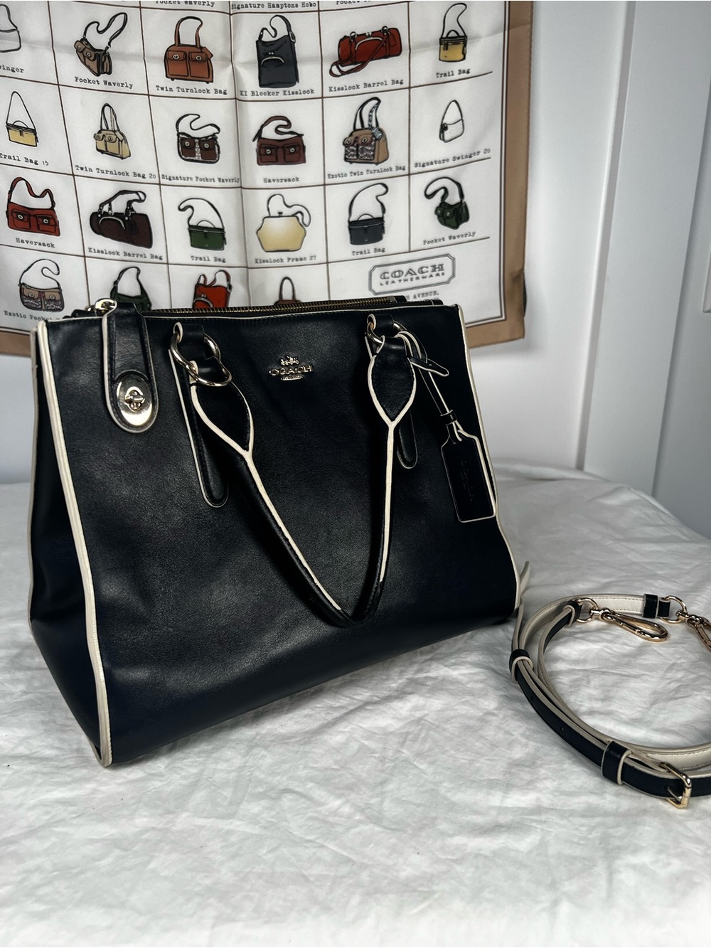 Coach Crosby Carryall Colorblock Smooth Leather Navy Blue
